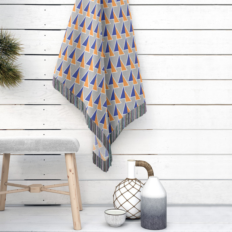 Couverture en coton tissé à flèches changeante, l 37 po x L 52 po, Bleu/orange