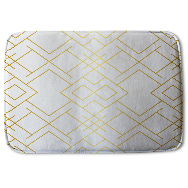 Aissa Non-Slip Bath Rug, Gold Geo Lattice