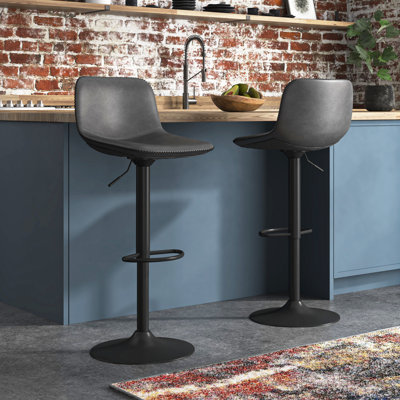 Adrianna Swivel Upholstered Adjustable Height Counter Stool with Metal Frame