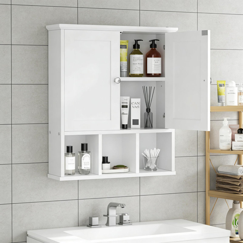 Over The Toilet Medicine Cabinet With Door, Adjustable & Open Shelf