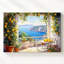 Art mural sur toile, terrasse méditerranéenne ensoleillée, bord de la citronnelle et vue sur la mer-117770388