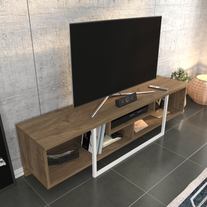 Karon 59" TV Stand for TVs up to 65", Walnut/White
