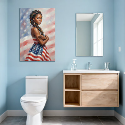 Fashion American Flag Dress Woman Portrait Art