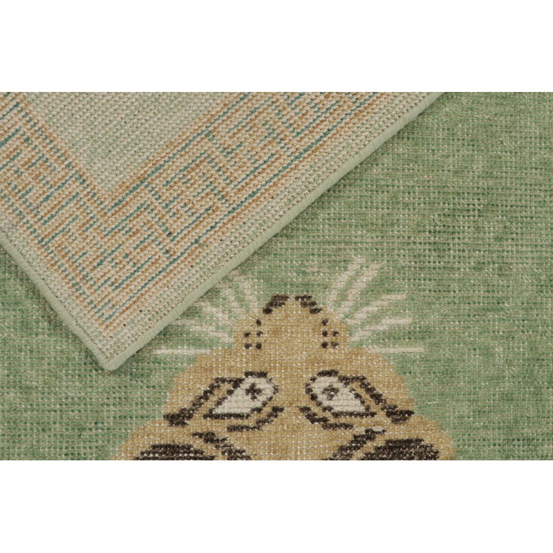 Distressed Homage Hand Knotted Wool Animal Print Area Rug, Runner 2'6" x 12'