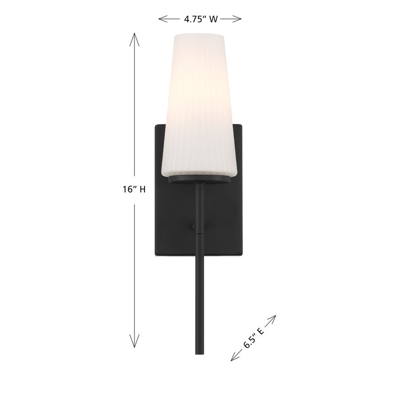 River 1-Light Wall Sconce in Black, Black