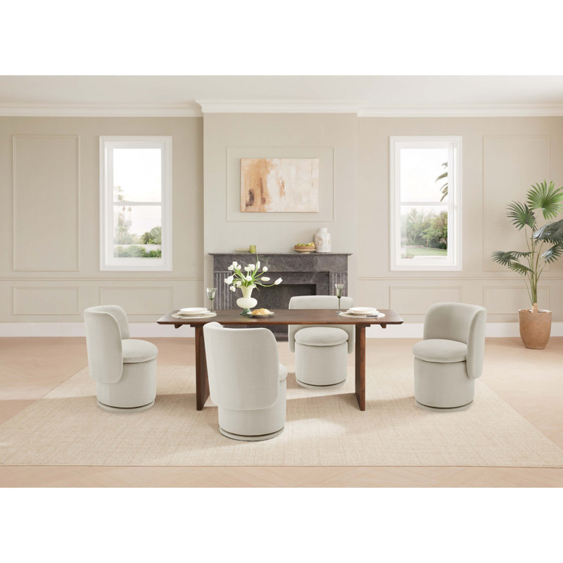 Adrielle Swivel Upholstered Barrel Chair, Linen Effie