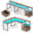 Kurtiss 68" L Shaped Computer Desk with File Drawer with Power Outlet & LED Strip-641801353