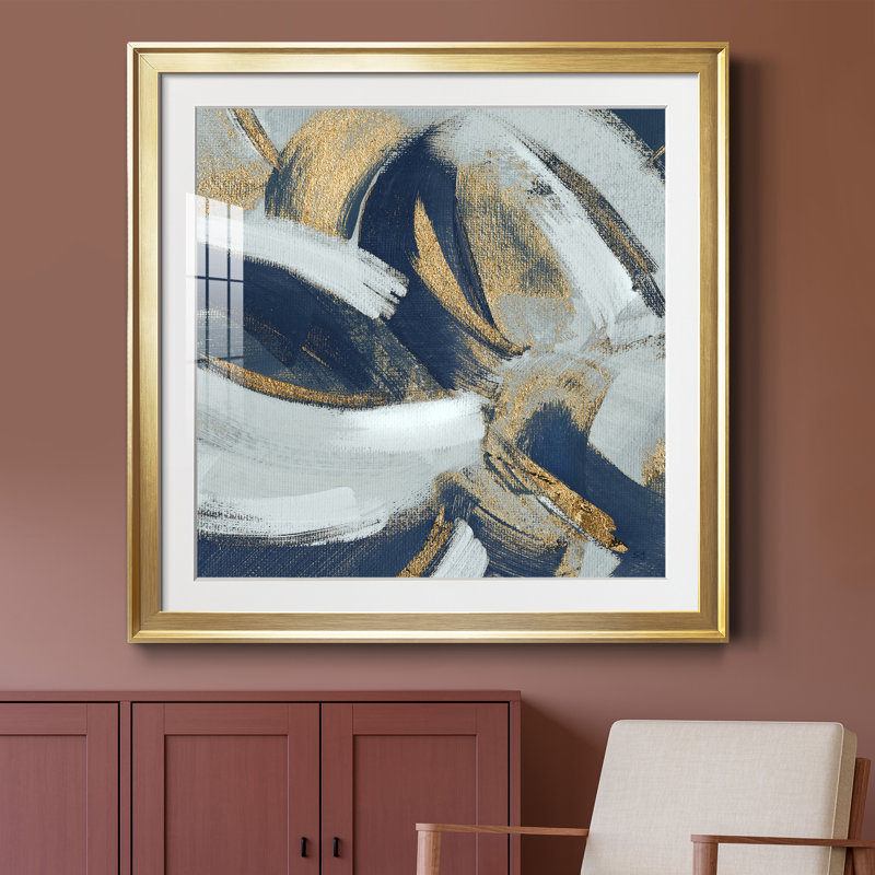 Rustique et doux-amer I - peinture encadrée, H 34,5 po x l 34,5 po x P 1,5 po, Papier encadré doré