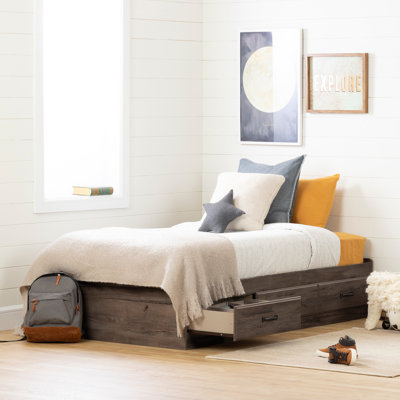 Lit standard en bois avec 3 tiroirs de rangement Jasi 