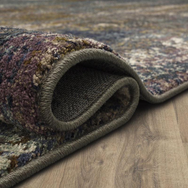 Tranquil Indigo Abstract Viscose Blend Area Rug - 5'3" x 7'10"