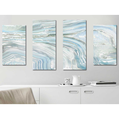 Agate in Blue II - 4 Piece Wrapped Canvas Painting Print Set