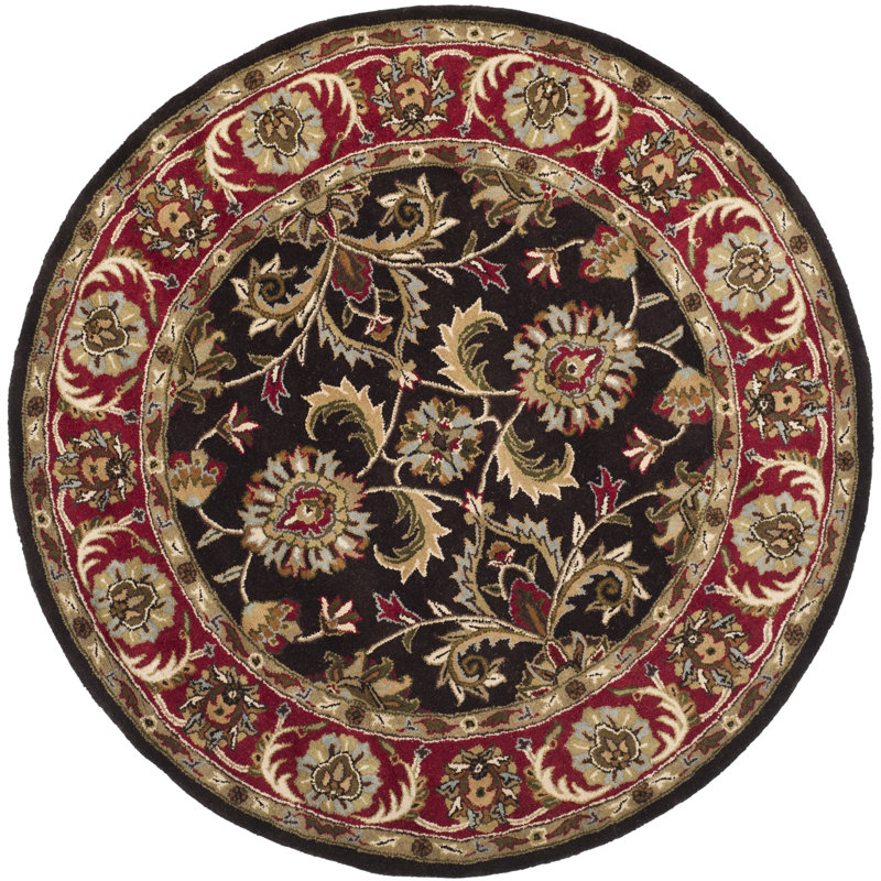Cranmore Oriental Handmade Tufted Wool Green / Red Area Rug, Round 4'
