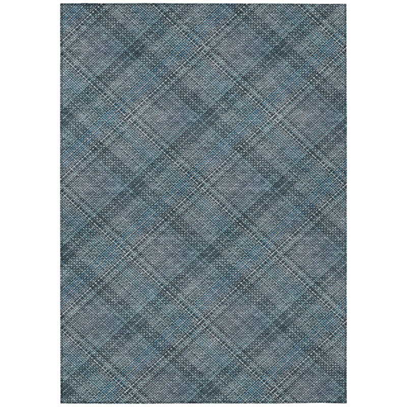 Machine Washable Indoor/Outdoor Chantille ACN2880 Plaid Rug, Blue, 5' x 7'6"