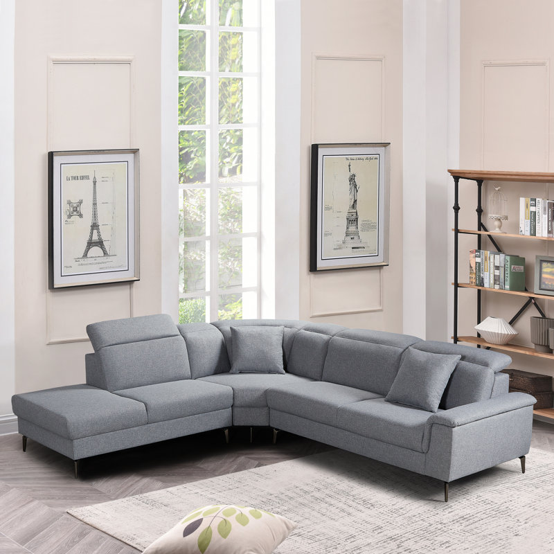 Canapé modulaire 3 pièces Alsace, Polyester gris alsace