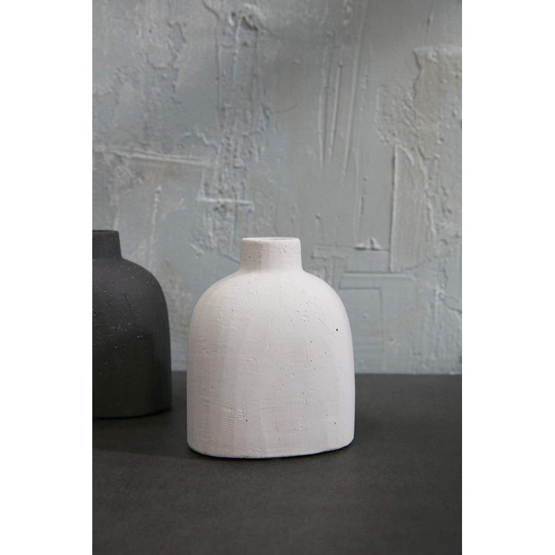 Vase de table en céramique Abie, H 4,25 po x l 3,5 po x P 2 po, Blanc