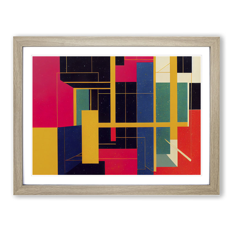 Bauhaus - Framed Print, 46cm H x 64cm W, Oak Framed