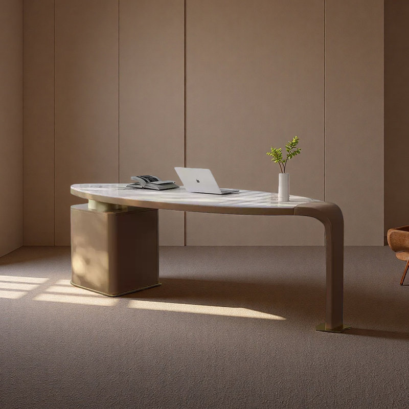 Bureau en pierre frittée résistant aux rayures et à la chaleur, H 29,53 po x l 62,99 po x P 31,5 po