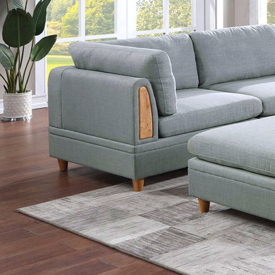 Living Room Furniture Corner Wedge Light Gray Dorris Wrapped In Fabric In Stylish Offices Cushion Wedge Sofa Wooden Legs