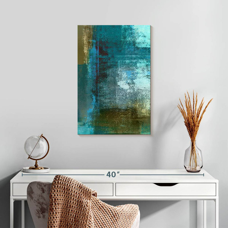 Avery abstrait bleu et brun, H 24 po x l 16 po