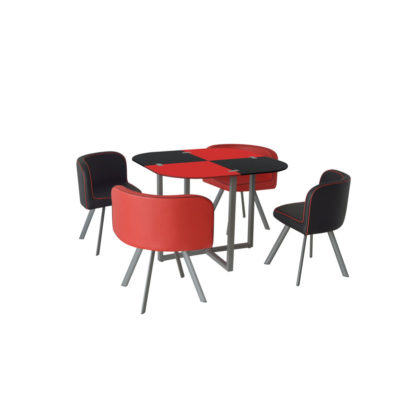 Rowlands 4 - Person Dining Set, Red/Black