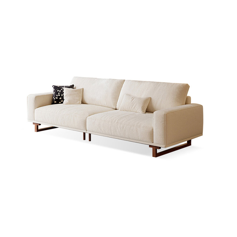 Canapé modulaire Mid-Century en coton et lin blanc crème, H 34,65 po x l 86,61 po x P 38,58 po