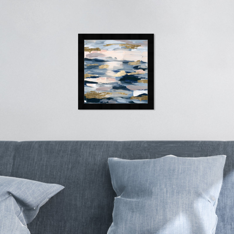 Abstrait, fumée sur l'eau - impression encadrée, Cadre noir plat, H 12 po x l 12 po x P 0,5 po