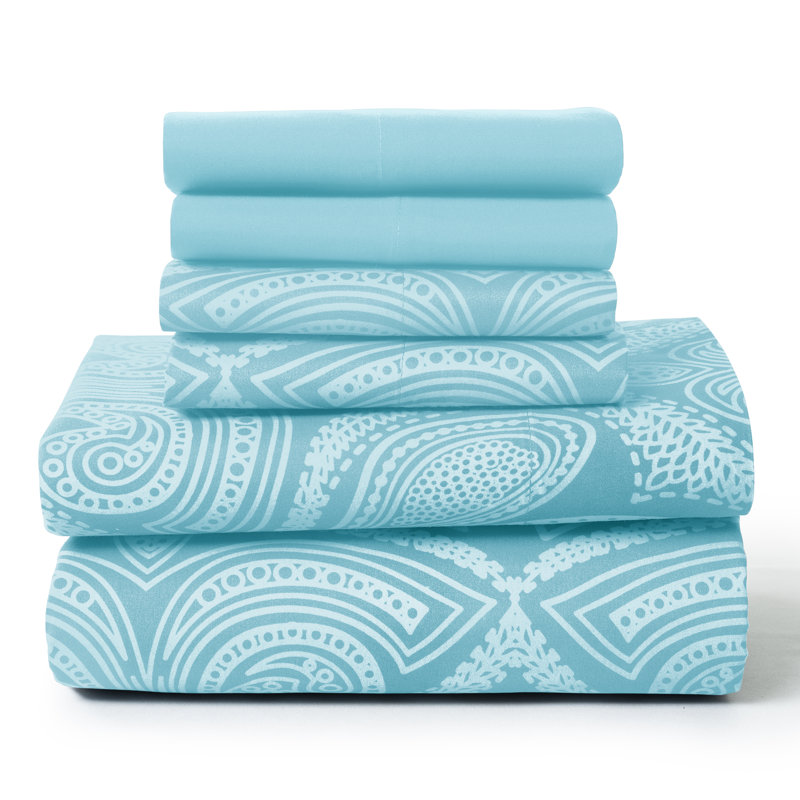 Ensemble de draps en microfibre Lux Hotel, Bleu, Ensemble de draps pour très grand lit californien