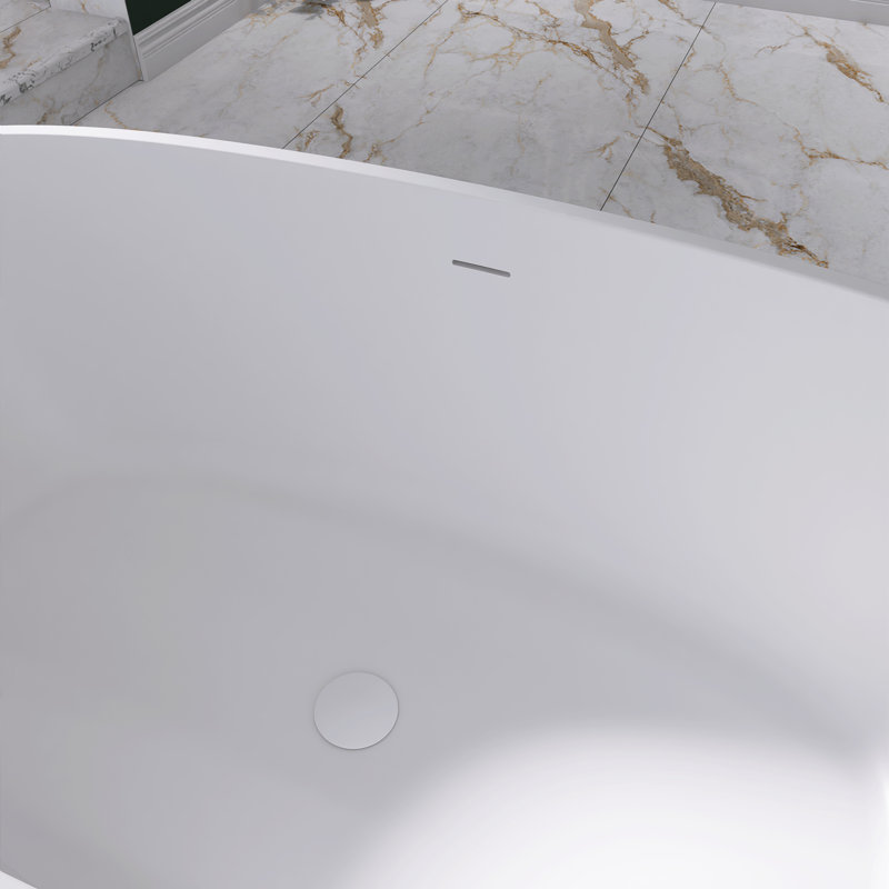 55 po X 30 po Baignoire de trempage autoportante à surface solide, Blanc