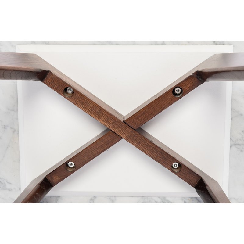 Riccardo 31" Square Italian Carrara White Marble Coffee Table With Walnut Legs 