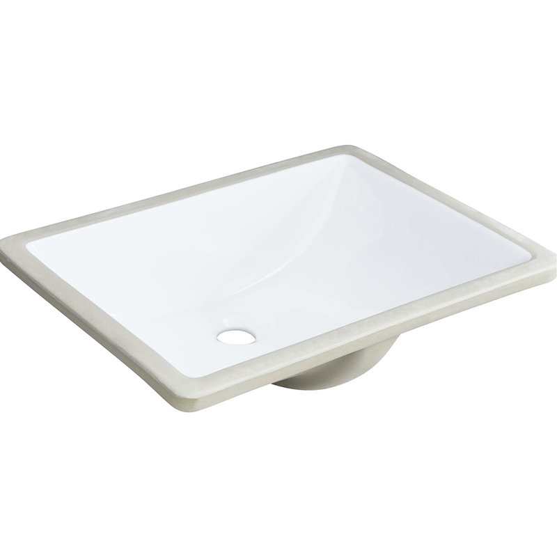 Lavabo vasque de salle de bain en céramique - blanc rectangulaire, trop-plein, isolation phonique, chaleur, teinture et égratignure - sans trous de robinet