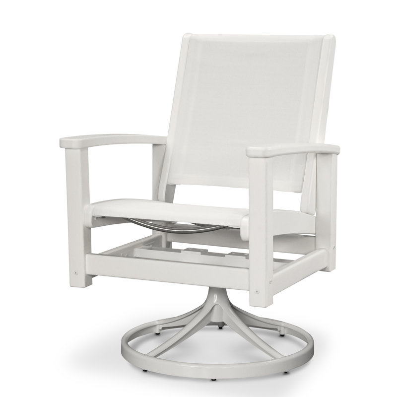 Chaise berçante pivotante POLYWOOD Coastal, Blanc satiné / blanc, Blanc