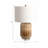 Round Ceramic Ribbed Table Lamp with Linen Shade for Bedside or Desk Use - Modern Accent Lamp for Living Room or Bedroom - 25", Bronze & Copper