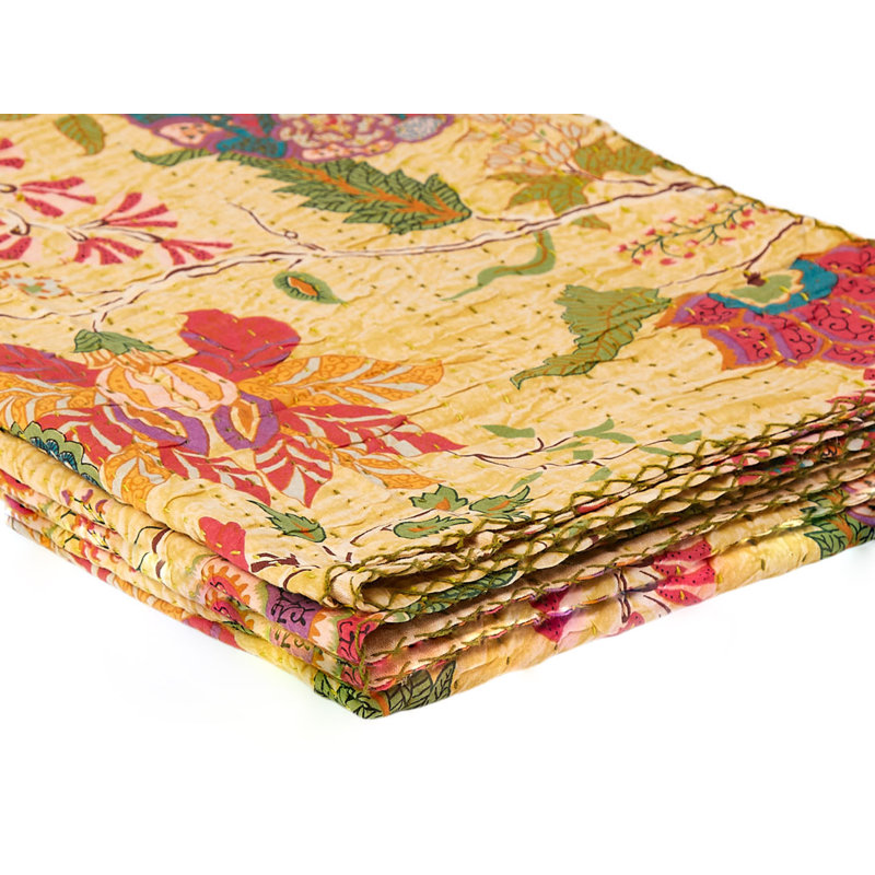 Kantha Quilted Throw Blanket