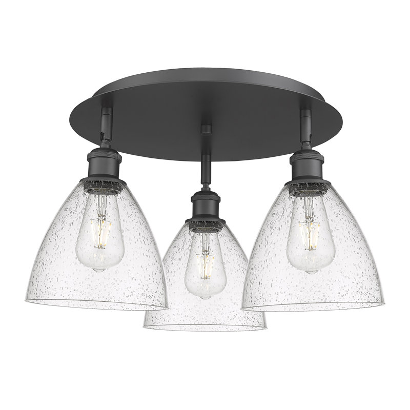 Plafonnier encastré en verre Amenda, Bullé, Noir mat