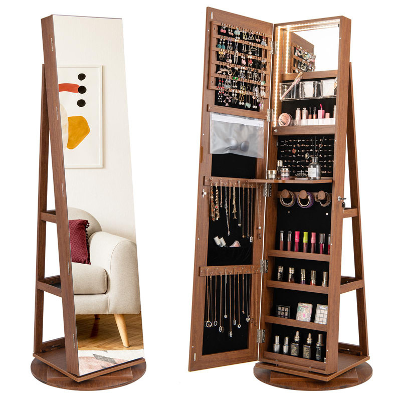 Armoire à bijoux avec miroir Macius, Brun