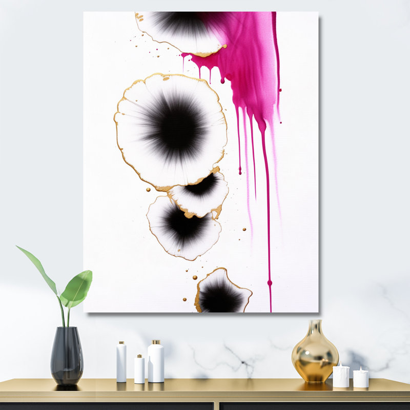 Magenta Fusion abstrait nuage minimal d'encre - peinture murale abstraite, Toile tendue, H 20 po x l 12 po x P 1 po