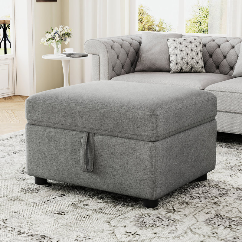 Canapé gris de 67,5 cm (26,6 po) mobile pour le salon et la chambre, doté d'un grand espace de rangement, d'une assise confortable et d'un revêtement en velours côtelé design.