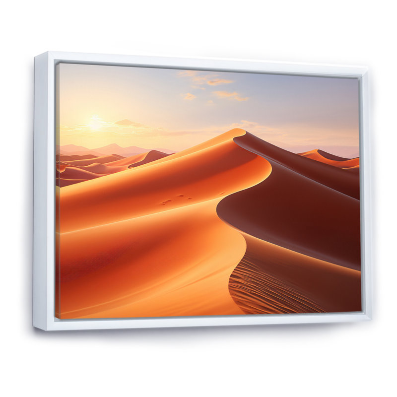 Désert blanc dunes majestueux - impression, Cadre flottant blanc, H 24 po x l 32 po x P 1 po