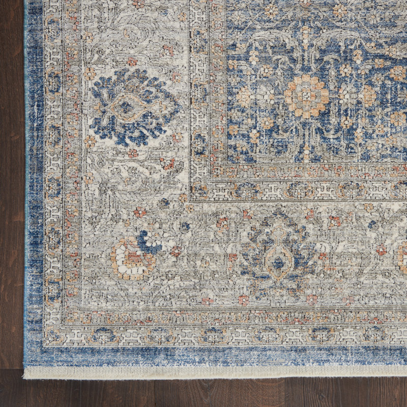 Tapis oriental bleu / gris Tabitha, Rectangle 5 pi 3 po x 7 pi 3 po