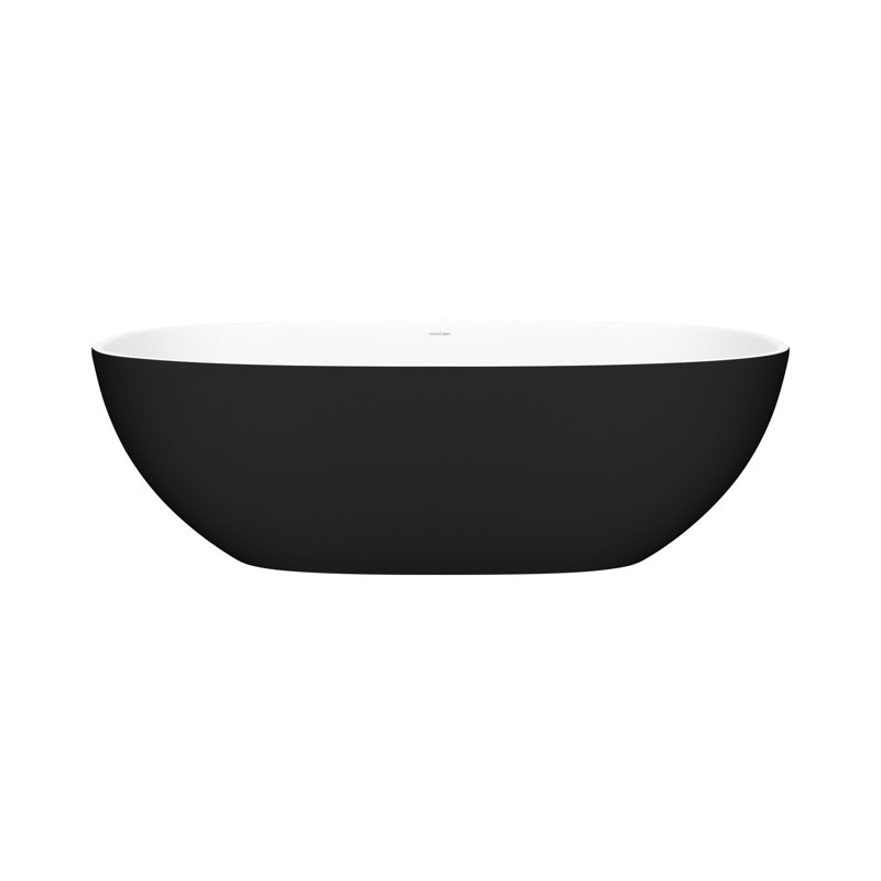Barcelona 66.875" x 31.75" Freestanding Soaking Volcanic Limestone™ Bathtub, Matte White, Traffic Black - Matte