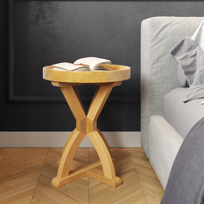 Higgin 22" Mango Wood Pedestal Side Table