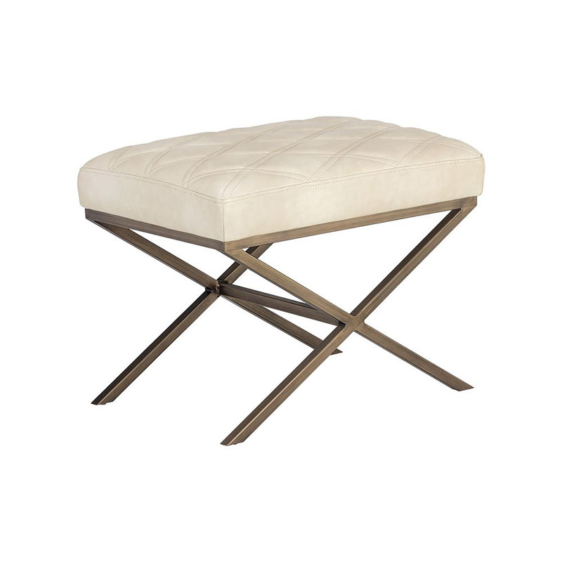 Banc rembourré en similicuir Madera - Crème