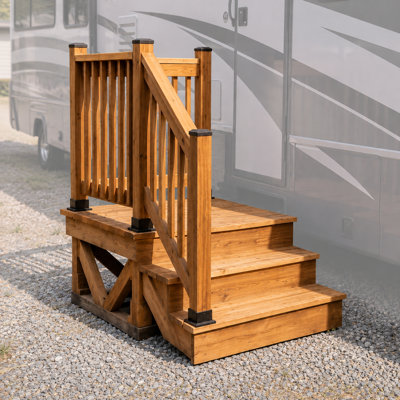 Plateforme de stationnement portable en bois pour VR de 1,2 m x 1,2 m avec marches et rampe du côté droit