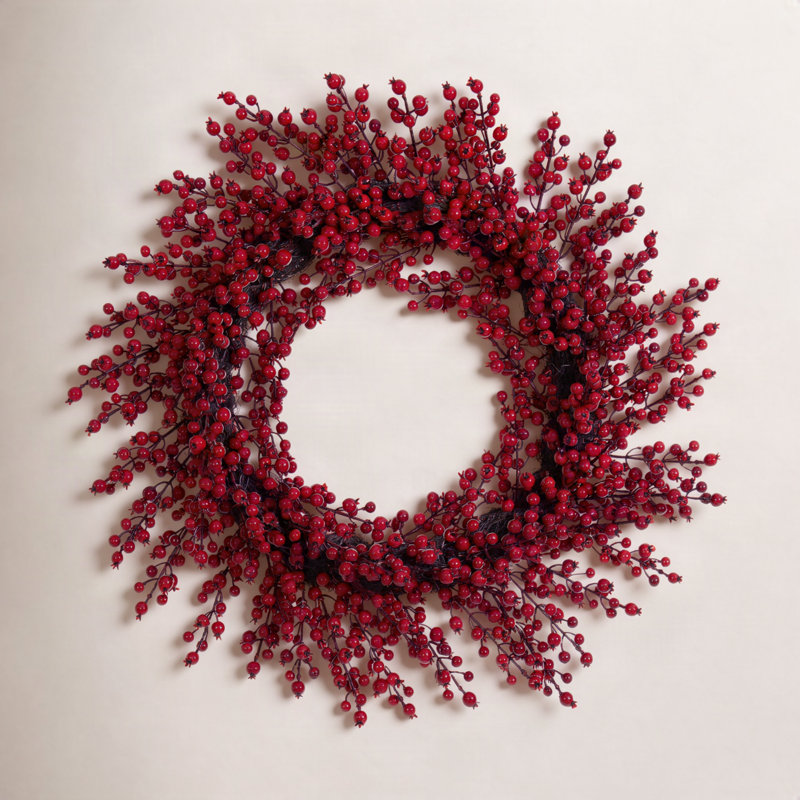 28" Red Crab Apple Mixed Berry Wreath.