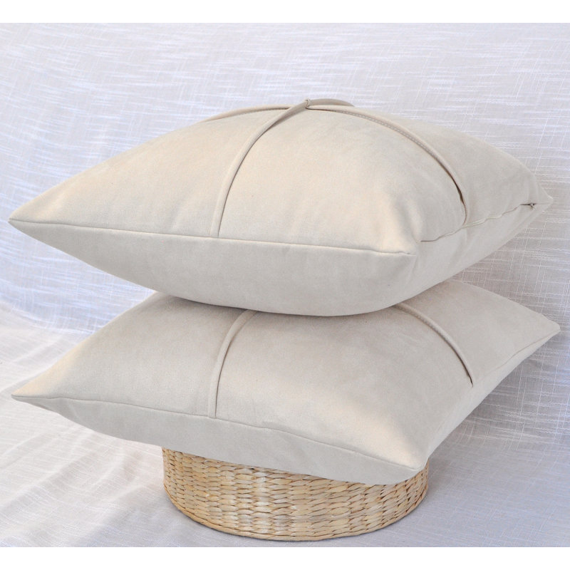 Coussin décoratif en micro suède, coussin en faux suède (paquet de 2), H 16 po x l 16 po, Polyester, Beige