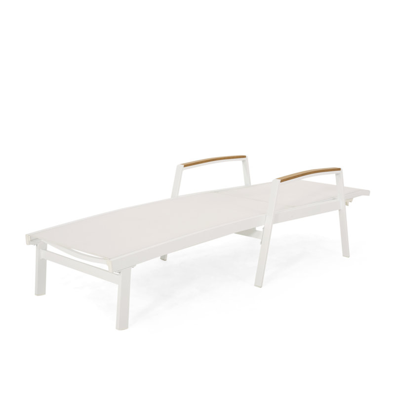 Burnam Outdoor Metal Chaise Lounge Set with Table, White