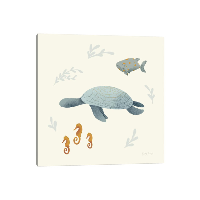 Ocean Life Sea Turtle by Becky Thorns - Wrapped Canvas Print, 30.48 cm H x 30.48 cm W
