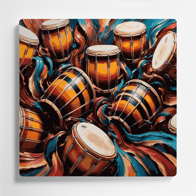 «Music Congas», art mural en métal brun, H 32 po x l 32 po