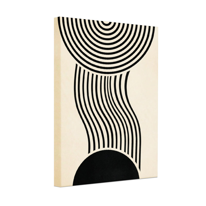 Motif géométrique abstrait noir et blanc abstrait, H 20 po x l 30 po