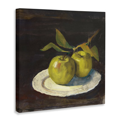 Green Apple Still Life Canvas Wall Art by Carol Rowan